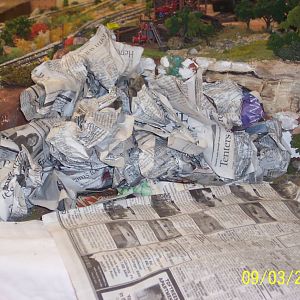 Step 2 - Crumpled newspaper for the base