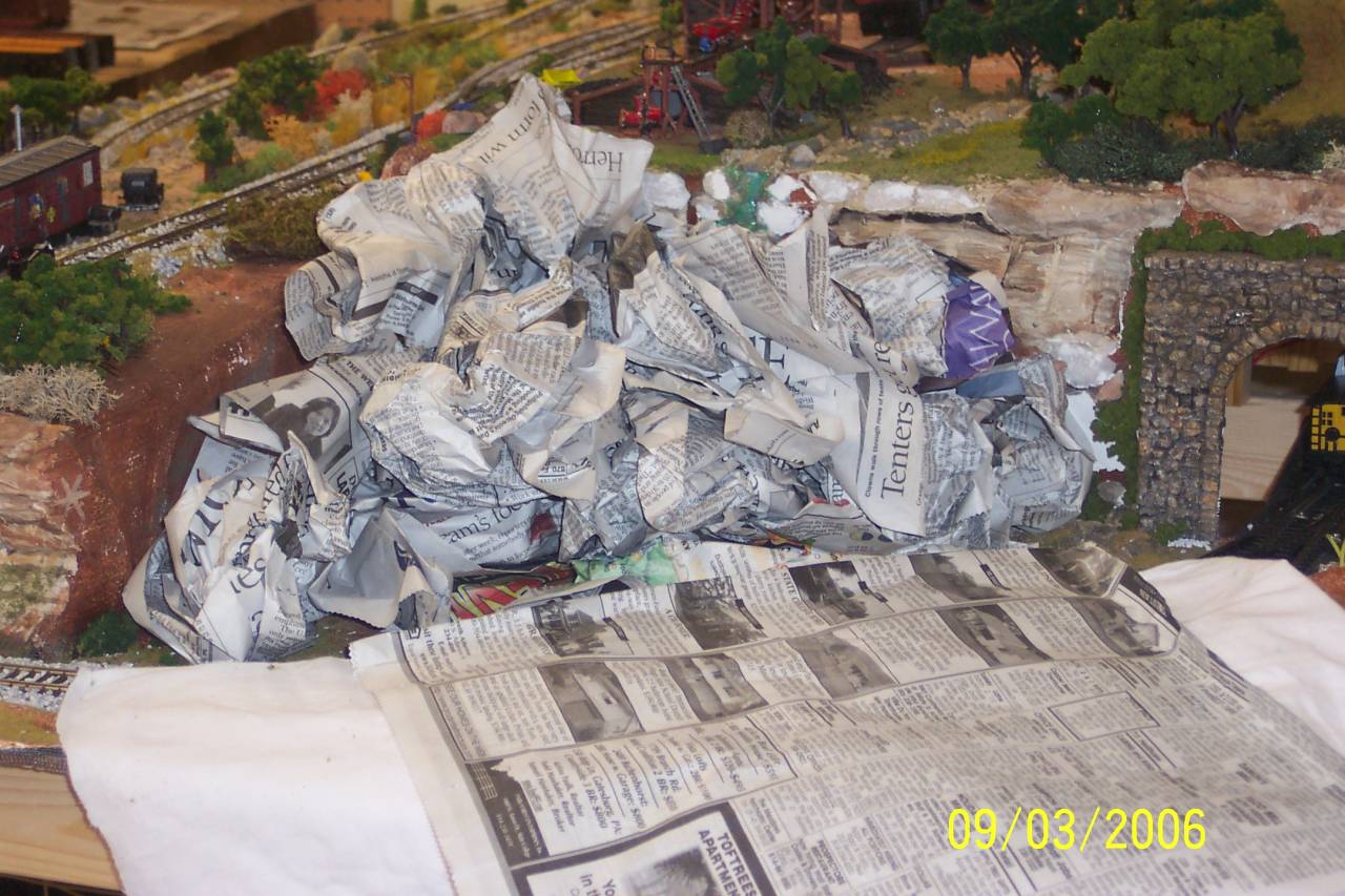 Step 2 - Crumpled newspaper for the base